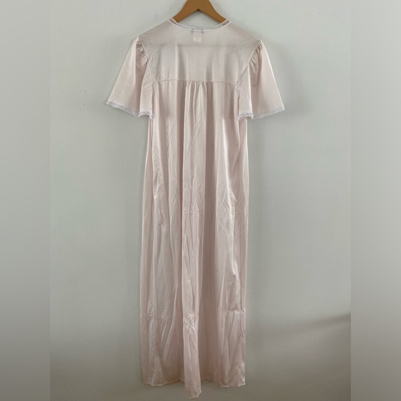 Vintage 80s Light Pink Lacey Slip Dress w/ Floral Detail - Picture 6 of 7